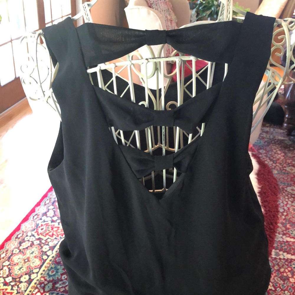 Bow Back Black Sleeveless Shift Dress